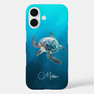 Funda iPhone 16 Tortuga Marina Turquesa Brillante Costera