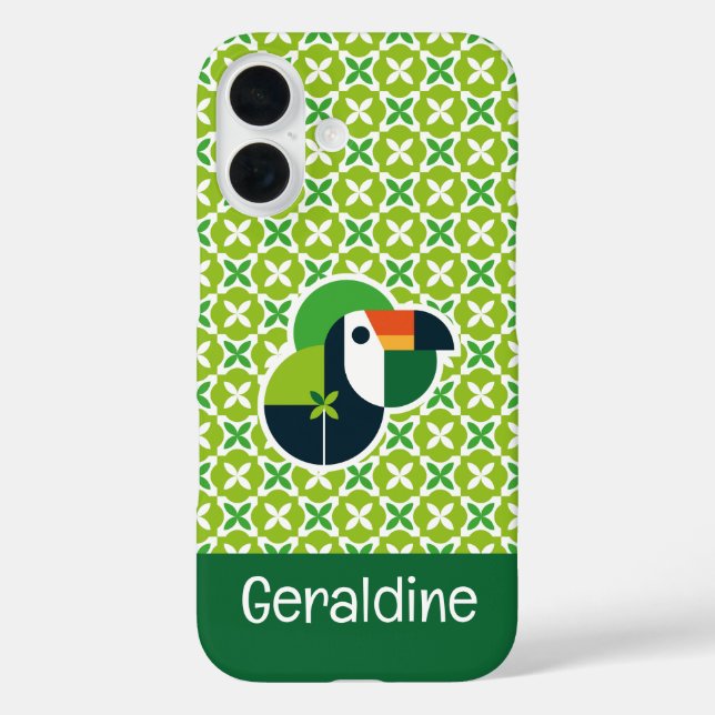 Funda iPhone 16 Toucan Iconic Brazilian Bird Personalized Name  (Reverso )