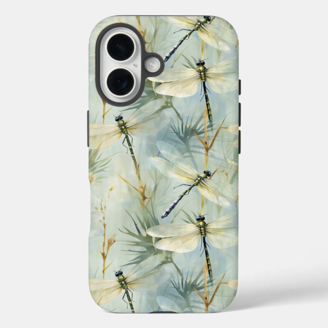 Funda iPhone 16 Tranquil estilo de la dragonfly Watercolor (Reverso )
