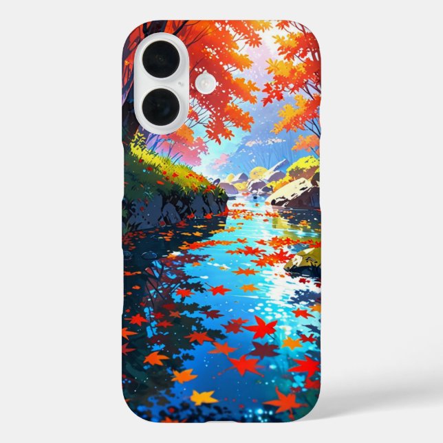 Funda iPhone 16 Tranquilidad del río Otoño (Reverso )