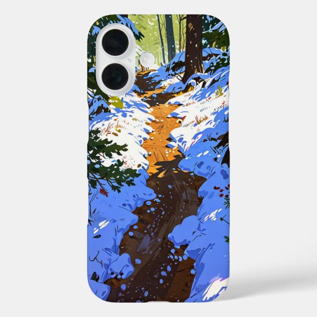 Funda iPhone 16 Trayecto de los bosques de invierno (Reverso )