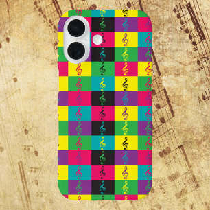 Funda iPhone 16 Treble Clef Music Pattern Bright