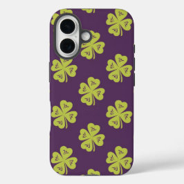 Funda iPhone 16 Trébol de Cuatro Hojas Suerte Patrón