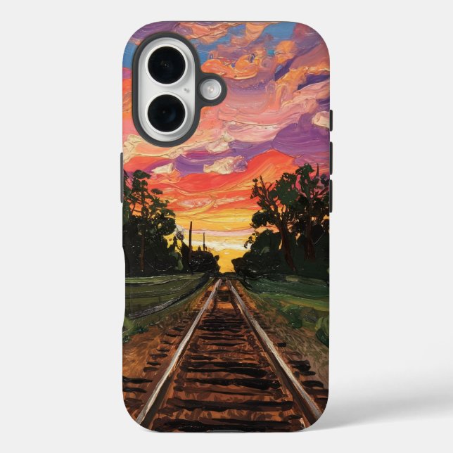 Funda iPhone 16 tren de puesta al sol (Reverso )