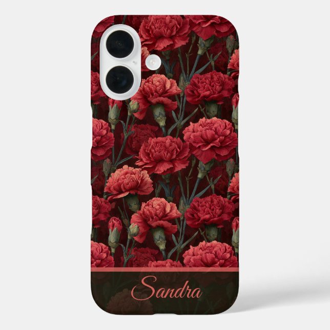 Funda iPhone 16 Trendy Anniversary Keepsake Carnation Floral (Reverso )