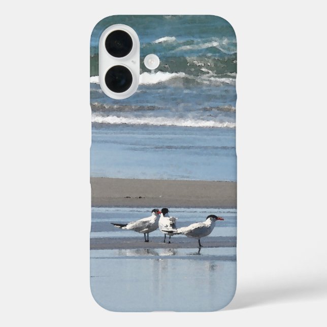 Funda iPhone 16 Tres terrazas en una playa (Reverso )