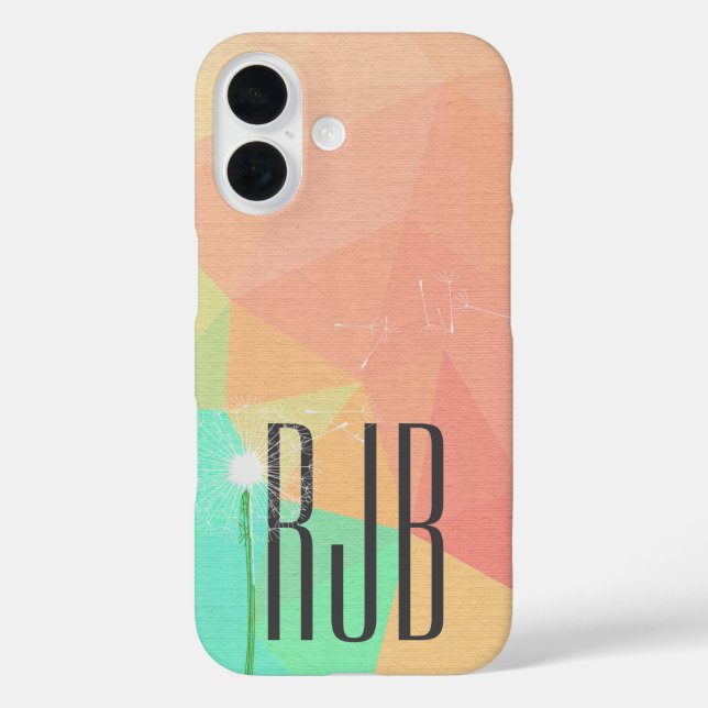 Funda iPhone 16 triángulo abstracto con diente de león blanco (Reverso )