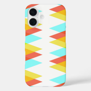 Funda iPhone 16 Triángulos amarillos, rojos y azules cadete