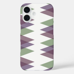 Funda iPhone 16 Triángulos malvas y verdes