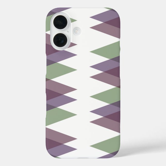 Funda iPhone 16 Triángulos malvas y verdes (Reverso )