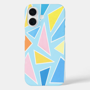 Funda iPhone 16 Triángulos Pastel en azul pálido