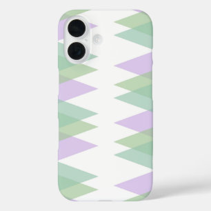 Funda iPhone 16 Triángulos verdes y lilas