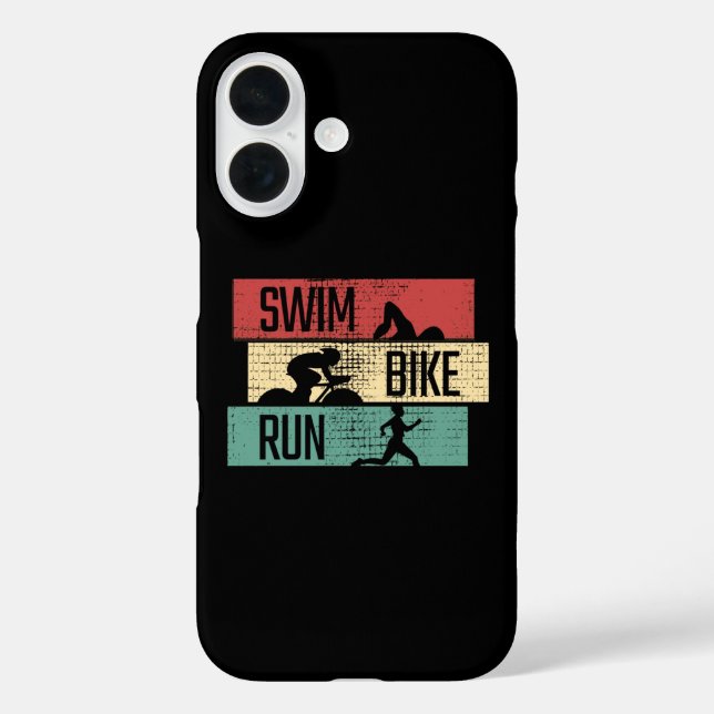 Funda iPhone 16 Triatlón - Huida en bicicleta de natación (Reverso )