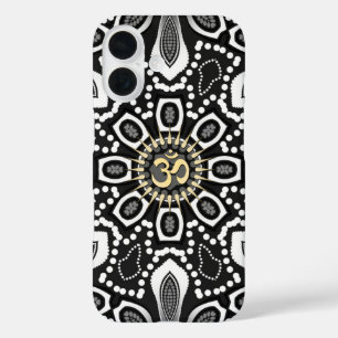 Funda iPhone 16 Tribal Black+White Om Symbol Device Case
