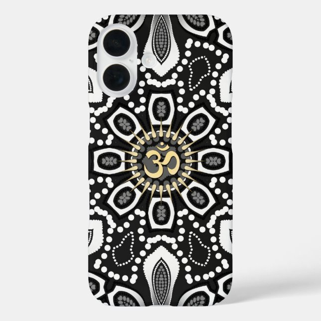 Funda iPhone 16 Tribal Black+White Om Symbol Device Case (Reverso )