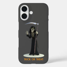 Funda iPhone 16 Trick or Treat. Cartoon Grim Reaper