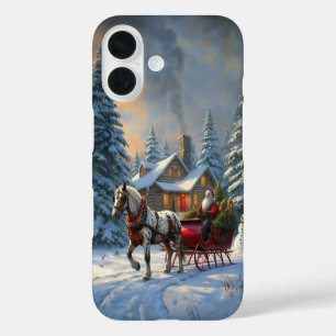 Funda iPhone 16 Trineo de un caballo de Santa Claus