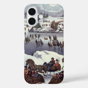 Funda iPhone 16 Trineos Navideños Antiguos, Central Park en Invier