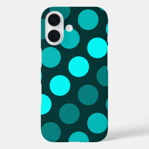 Funda iPhone 16 Trío verde azulado de puntos de polka