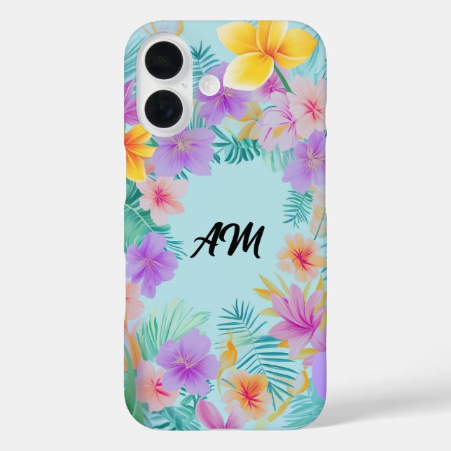 Funda iPhone 16 Tropical Floral Border Summer Aesthetic  (Reverso )