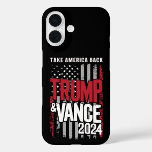 Funda iPhone 16 Trump Vance 2024 Bandera de EE. UU. Recuperemos Am
