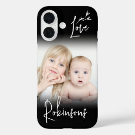 Funda iPhone 16 Tu foto y Monograma Elegante estilo de escritura a