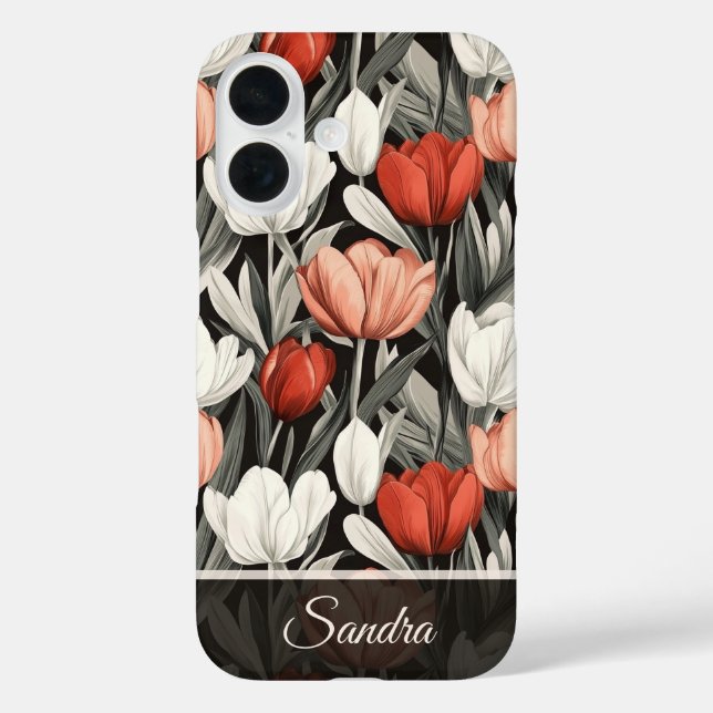 Funda iPhone 16 Tulipán Personalizado para Fiesta de Cumpleaños Ed (Reverso )