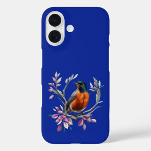Funda iPhone 16 Turdus migratorius Rodeado de Laurel de Montaña