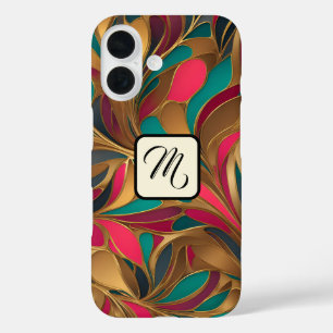 Funda iPhone 16 Turquesa dorada y salpicadura de rubí