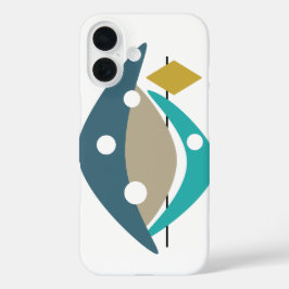Funda iPhone 16 Turquoise Boomerang Retro Mid Century Moderno