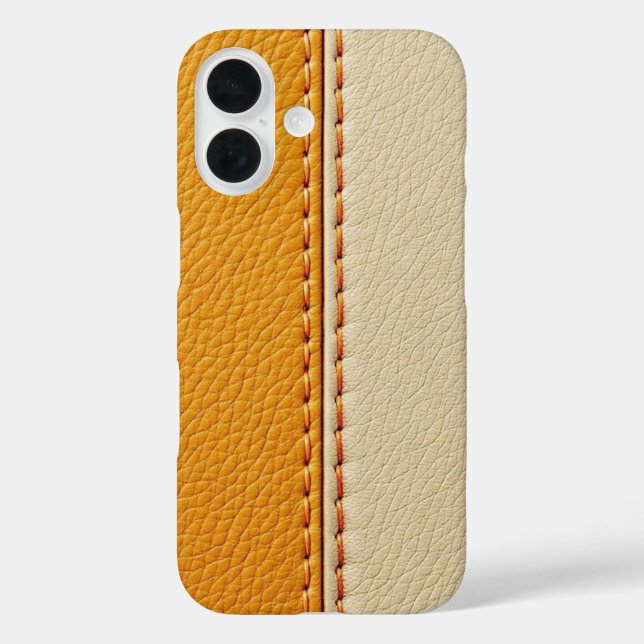 Funda iPhone 16 Two-Tone Tan & Cream Stitched Leather Phone Case (Reverso )