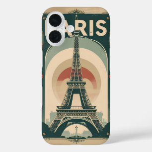 Funda iPhone 16 Un afiche de viaje de estilo retro de París
