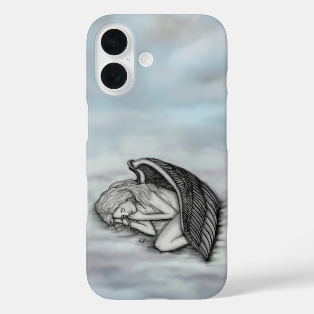 Funda iPhone 16 Un ángel durmiente en las nubes del cielo (Reverso )