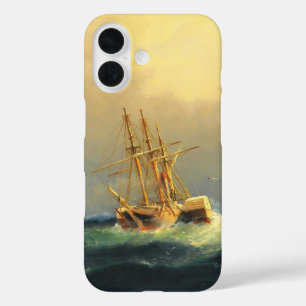 Funda iPhone 16 Un barco de vapor en una tormenta en el Océano Atl
