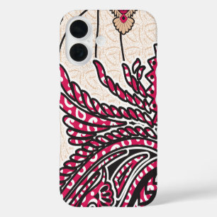 Funda iPhone 16 Un diseño paisajístico decorativo con un rojo inte