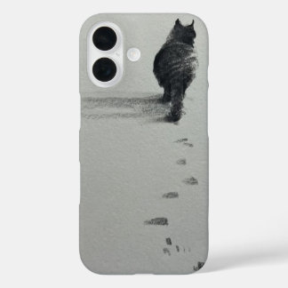 Funda iPhone 16 un gato en la nieve 3