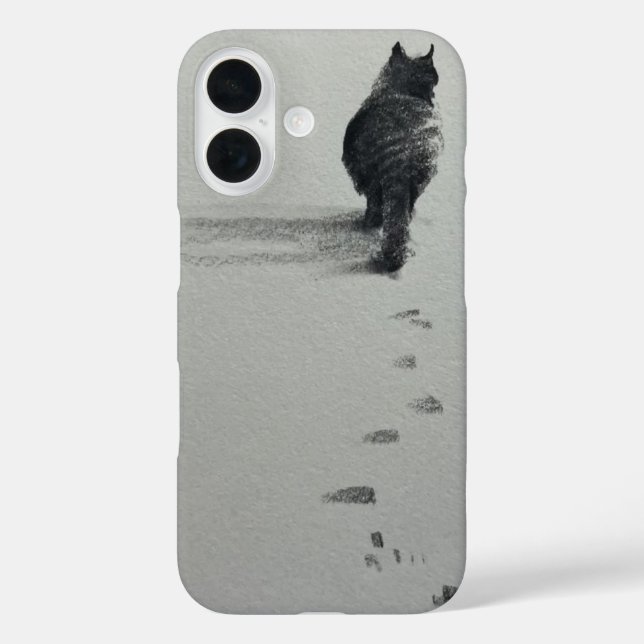 Funda iPhone 16 un gato en la nieve 3 (Reverso )