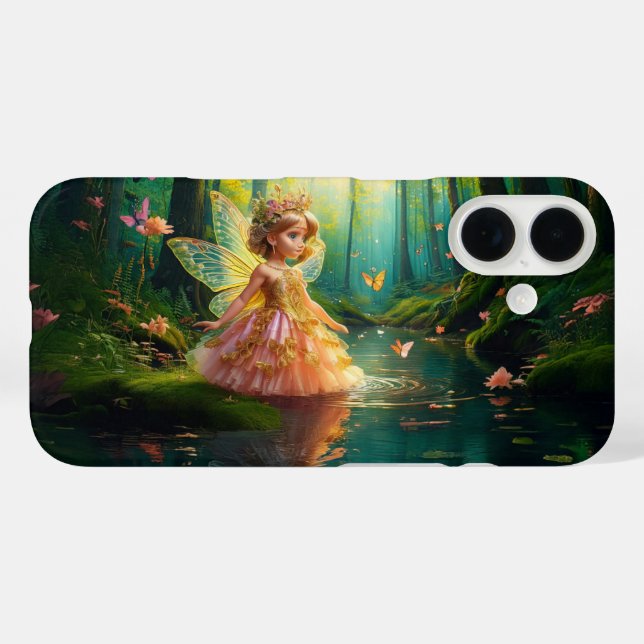 Funda iPhone 16 Un hada mágica en un estanque (Reverso (Horizontal))