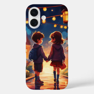 Funda iPhone 16 Un niño y un chica son románticos
