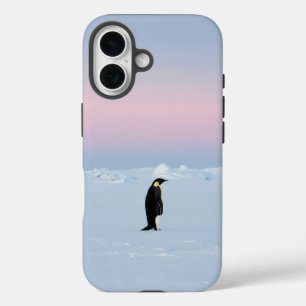 Funda iPhone 16 Un pingüino sobre hielo prístino