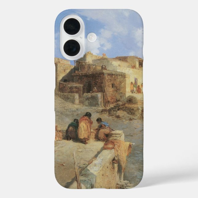 Funda iPhone 16 Un pueblo indio, Laguna, Nuevo México, por Moran (Reverso )