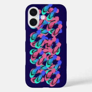 Funda iPhone 16 Una Pila De Flip Flops Fun Blue
