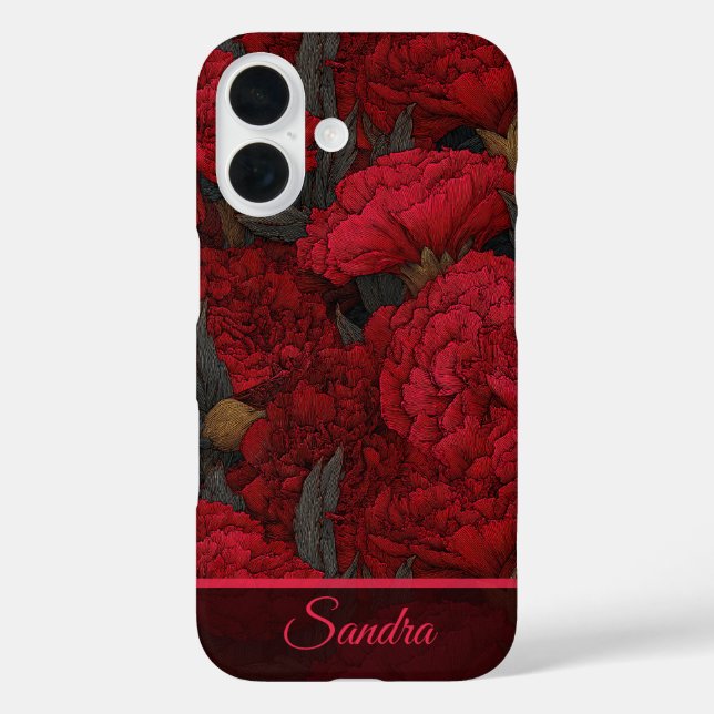 Funda iPhone 16 Unique Housewarming Gift Carnation Name (Reverso )
