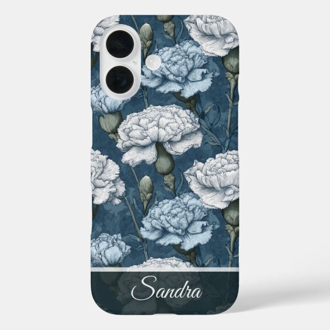 Funda iPhone 16 Unique Wedding Gift Carnation Floral Custom (Reverso )