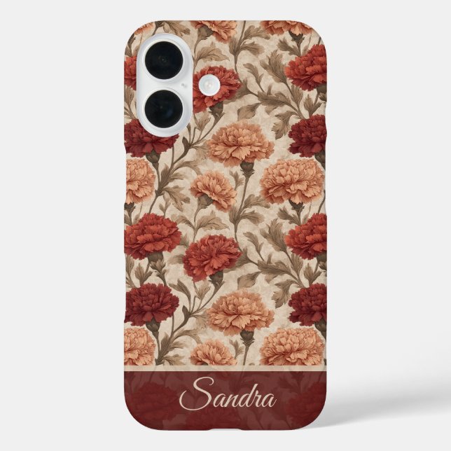 Funda iPhone 16 Unique Women Gift Carnation Custom (Reverso )