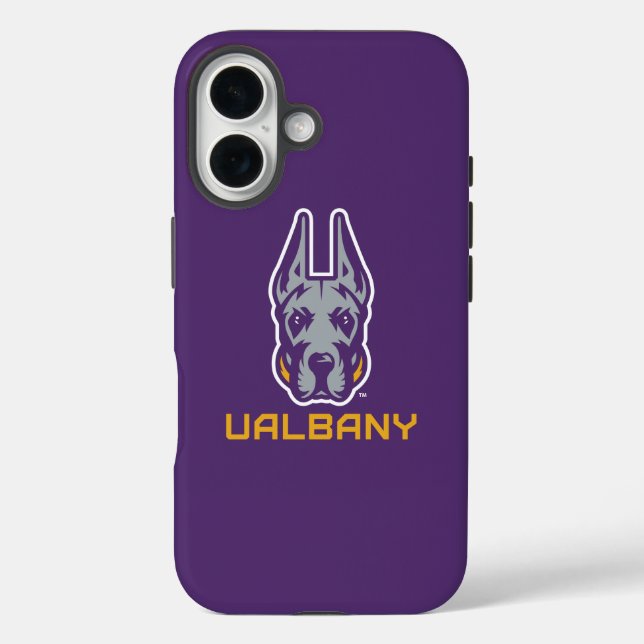 Funda iPhone 16 Universidad de Albany Great Danes (Reverso )