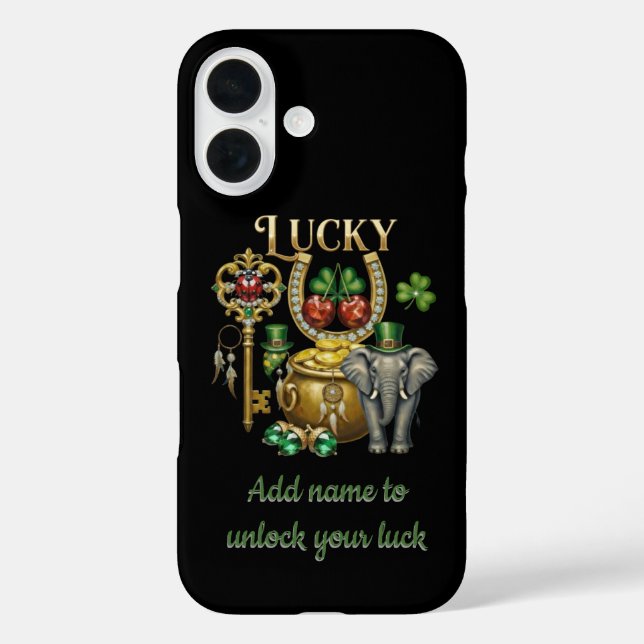 Funda iPhone 16 Unlock your luck personalized golden charms (Reverso )