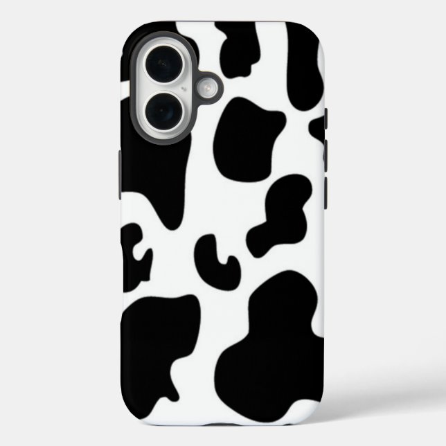 Funda iPhone 16 Vaca negra y blanca (Reverso )