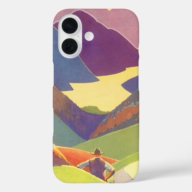 Funda iPhone 16 Vacaciones familiares antiguas, picnic en las mont (Reverso )