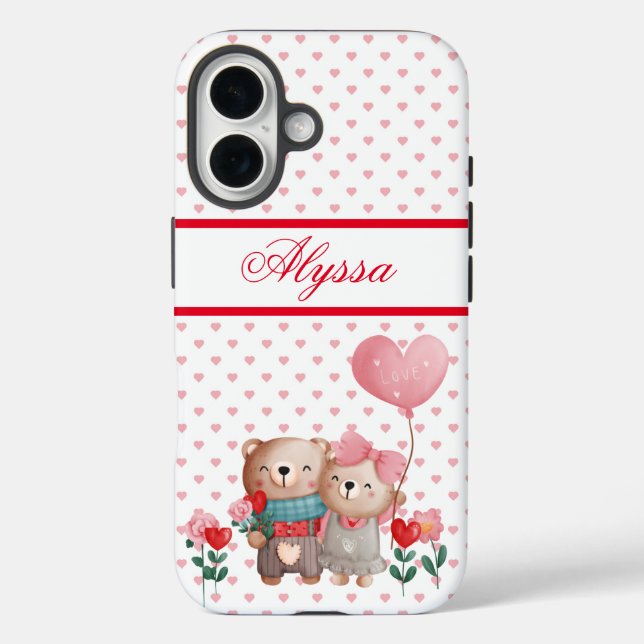 Funda iPhone 16 Valentines Teddy Bear Couple in Love Case-Mate   (Reverso )